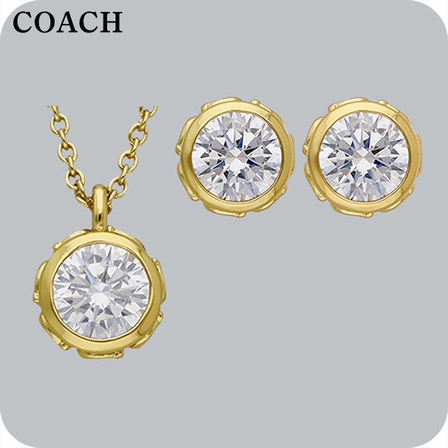 コーチ ネックレス ピアス セット レディース ブランド COACH 2点セット スタッド 両耳用 Thailand 530390 GD110 ゴールド アクセサリー