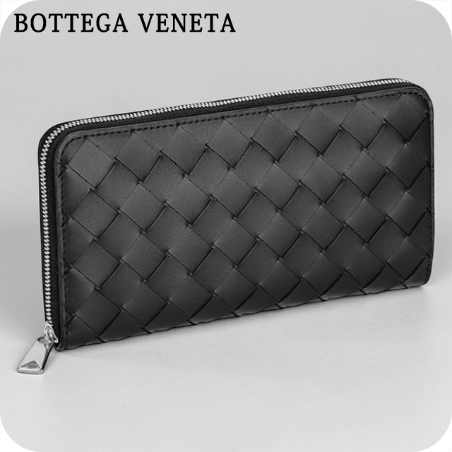 ボッテガ・ヴェネタ 長財布 メンズ ブランド BOTTEGA VENETA 749427-V3US1 8803 ブラック/シルバー