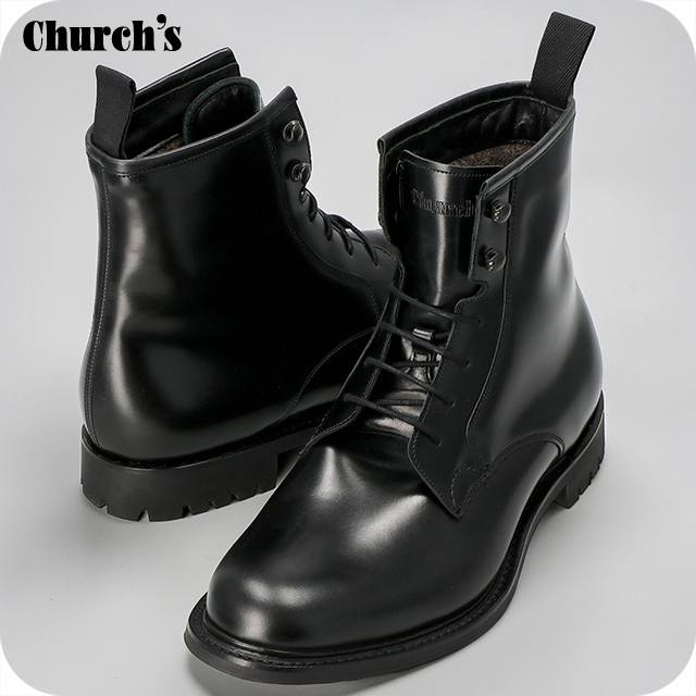 チャーチ ブーツ メンズ ブランド Church's レザー ENGLAND WICK FUR F0AAB ブラック シューズ