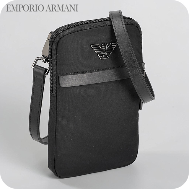 エンポリオ・アルマーニ ショルダーバッグ メンズ ブランド EMPORIO ARMANI China EM001809-AF13454 UC001 ブラック 斜めがけ ブランド 高級 おしゃれ プレゼント 男性 実用的 かっこいい