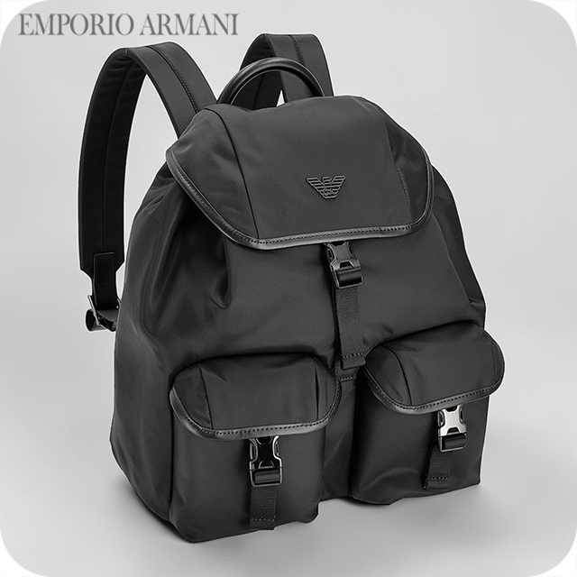エンポリオ・アルマーニ バックパック メンズ ブランド EMPORIO ARMANI China EM004503-AF13454 UC001 ブラック 旅行カバン ブランド 高級 おしゃれ プレゼント 男性 実用的 かっこいい