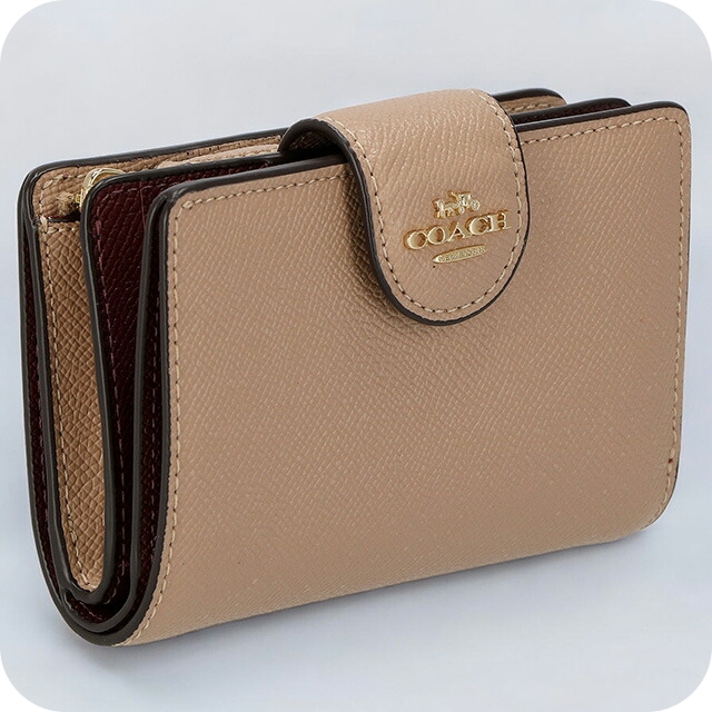 コーチ 二つ折り財布 レディース ブランド COACH レザー 6390 IMTAU 1 トープ ベージュ 13,591円