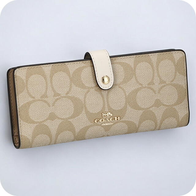 コーチ 長財布 メンズ レディース ブランド COACH シグネチャー CH414 IMDQC 1 ライトカーキベージュ/チョークホワイトの通販は 22,050円