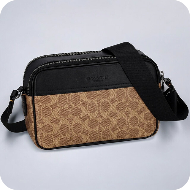 コーチ ショルダーバッグ メンズ ブランド COACH シグネチャー CV921 QBNRX ブラウン/ブラック 斜めがけ ブランド 高級 おしゃれ プレゼント 男性 実用的 かっこいい