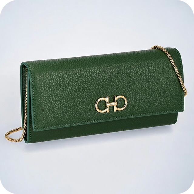 フェラガモ 長財布 レディース ブランド Ferragamo 220636CALF FORGR 775 062 グリーン