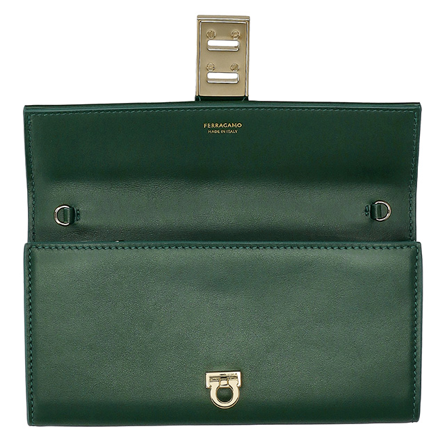 フェラガモ 長財布 レディース ブランド Ferragamo 220668CALF FORGR 775 133 グリーン_2