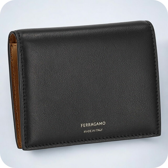 フェラガモ 二つ折り財布 レディース ブランド Ferragamo 220699CALF NE NC 775 326 ブラック/ブラウン 折りたたみ財布