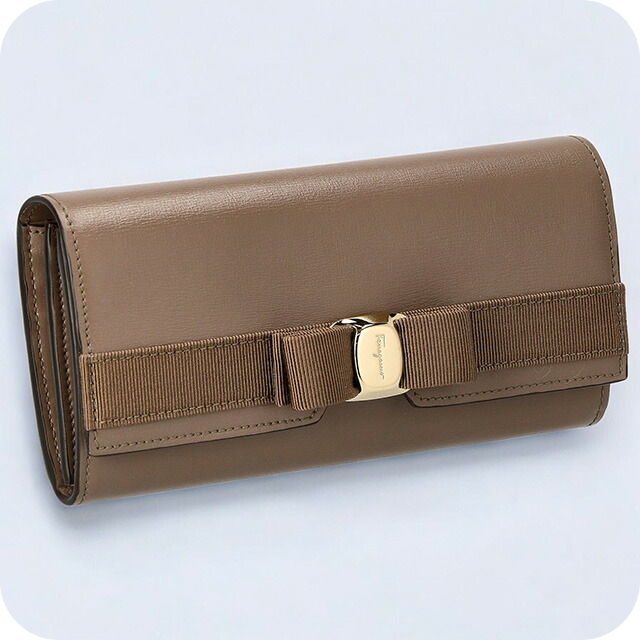 フェラガモ 長財布 レディース ブランド Ferragamo 22E008CALF CARAW 741 347 キャメルの通販は