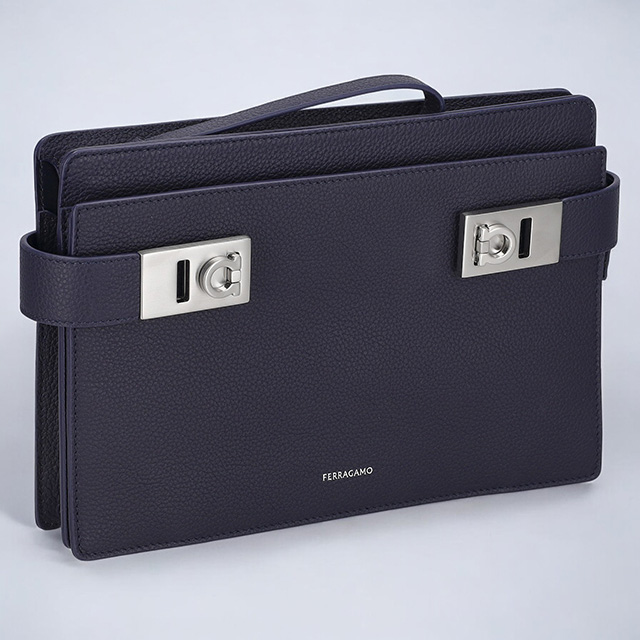 フェラガモ クラッチバッグ メンズ レディース ブランド Ferragamo 241251CALF MIDNI 776 755 MIDNIGHT ネイビー