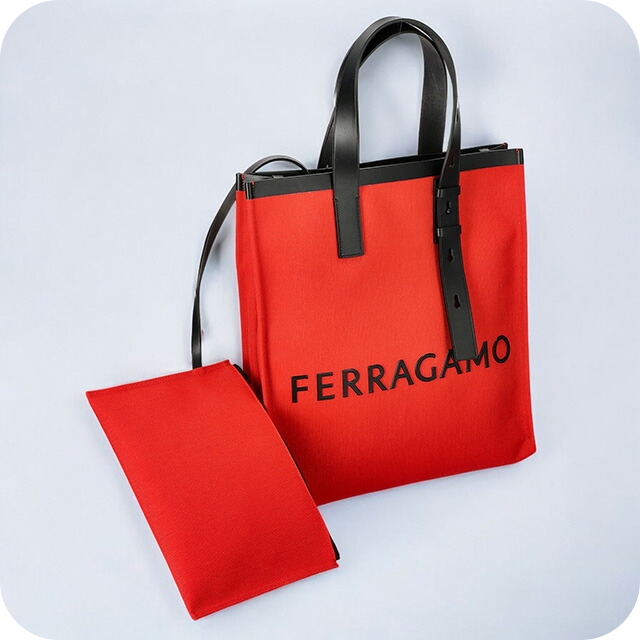 フェラガモ トートバッグ レディース ブランド Ferragamo 241297FABRIC FR NE 764 871 FLAME RED レッド