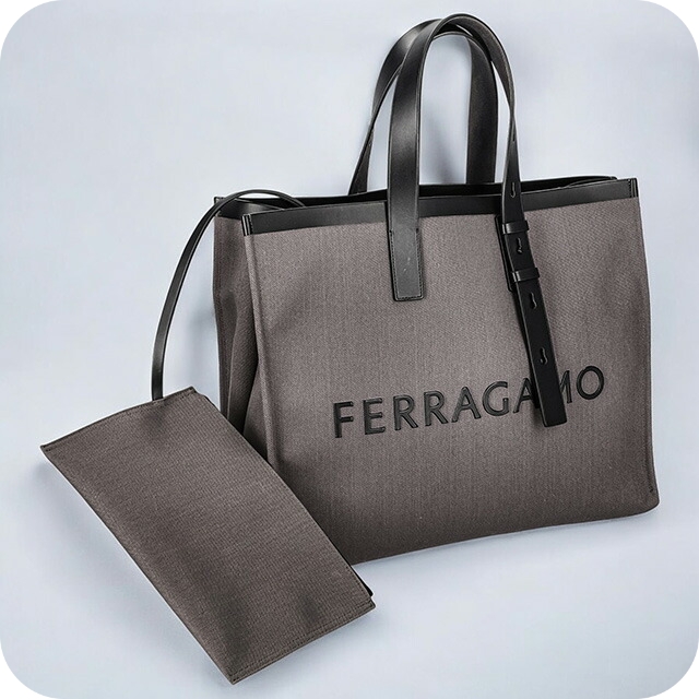 フェラガモ トートバッグ レディース ブランド Ferragamo 241298FABRIC DG NE 764 874 DARK GREY ダークグレー