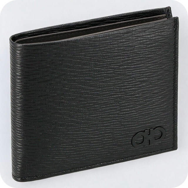 フェラガモ 二つ折り財布 メンズ ブランド Ferragamo 66A063PEBBLE NE DR 733 308 ブラックの通販は