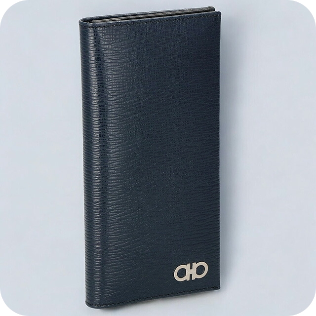 フェラガモ 長財布 メンズ ブランド Ferragamo 66A069CALF DO NE 744 862 ネイビーの通販は