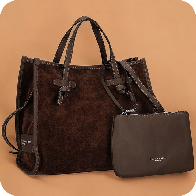 GIANNI CHIARINI ジャンニキャリーニ 本革×帆布 トートバッグ 茶 GIANNI CHIARINI ジャンニキャリーニ 本革×帆布 トートバッグ 茶