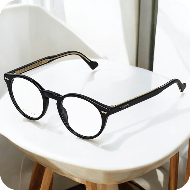 グッチ 眼鏡 レディース ブランド GUCCI GG0738O ブラックの通販は伊達メガネ（度なし）