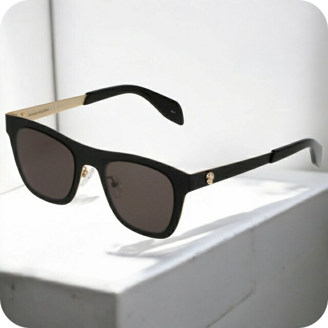 アレキサンダー・マックイーン サングラス メンズ レディース ブランド Alexander McQueen AM0280S ブラック/ゴールド