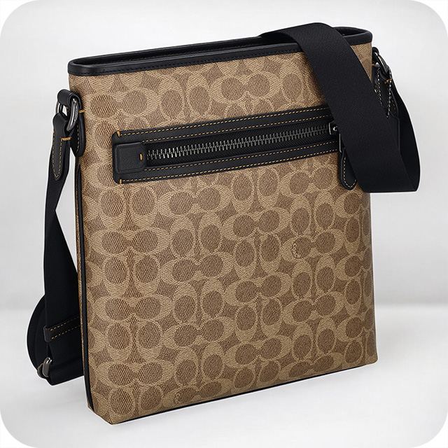 ※即発送可※美品　COACH ショルダーバッグ ブラウン　メンズ　袋付 コーチ ショルダーバッグ メンズ ブランド COACH CW227 ライトブラウン