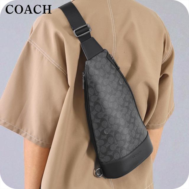 コーチ ボディバッグ メンズ ブランド COACH CY801 QBMI5 チャコール/ブラック 斜めがけ 軽量 小さめ ブランド 高級 おしゃれ プレゼント 男性 実用的 かっこいい