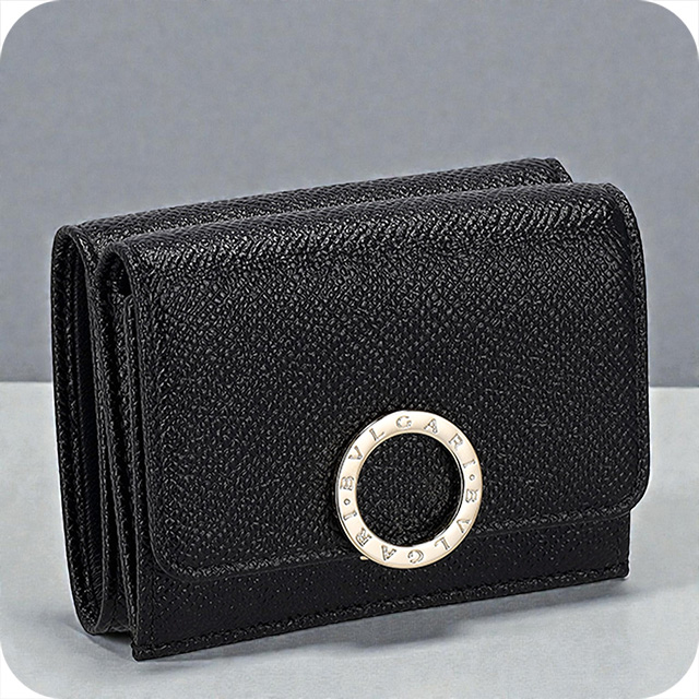 ブルガリ 三つ折り財布 レディース ブランド BVLGARI 288648 BLK ブラック ウォレット 高級 おしゃれ プレゼント 実用的