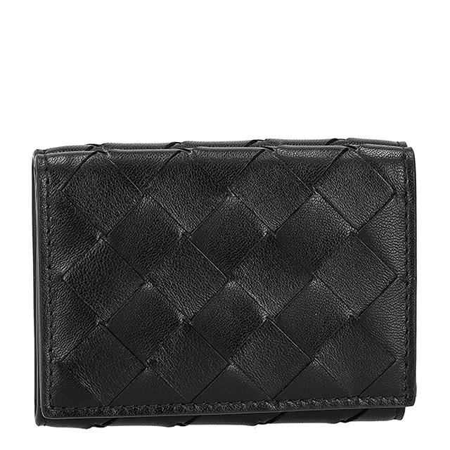 ボッテガ・ヴェネタ 三つ折り財布 レディース ブランド BOTTEGA VENETA 609285-V3UH1 8803 ブラック ウォレット 高級 おしゃれ プレゼント 実用的_1