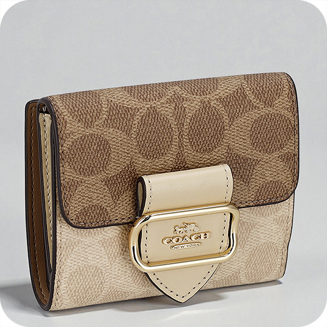 コーチ 二つ折り財布 レディース ブランド COACH CCQ09 IMXI9 ブラウン/ベージュ ウォレット 高級 おしゃれ プレゼント 実用的