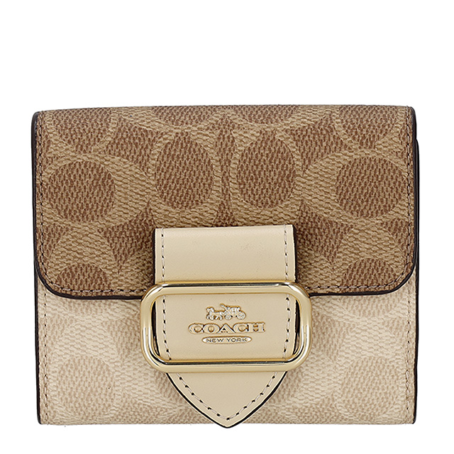 コーチ 二つ折り財布 レディース ブランド COACH CCQ09 IMXI9 ブラウン/ベージュ ウォレット 高級 おしゃれ プレゼント 実用的_1