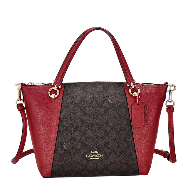 コーチ ハンドバッグ レディース ブランド COACH CCQ24 IMXD0 ダークブラウン/レッド 軽量 小さめ 手提げ 高級 おしゃれ プレゼント 女性 実用的 かわいい_1
