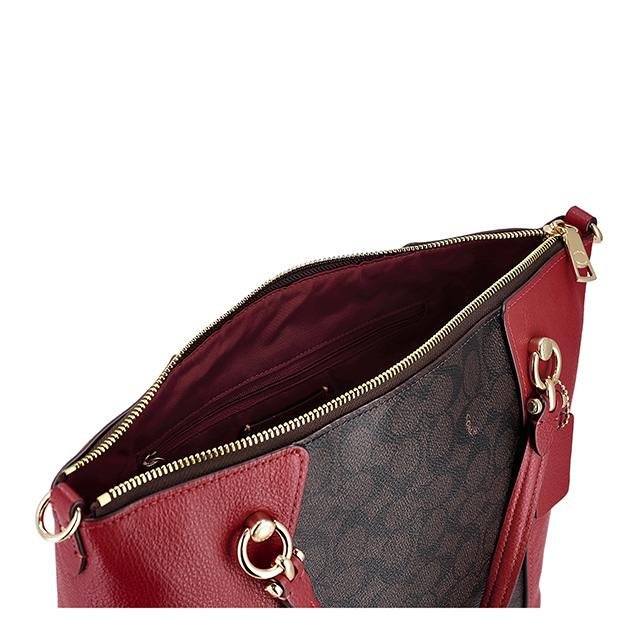 コーチ ハンドバッグ レディース ブランド COACH CCQ24 IMXD0 ダークブラウン/レッド 軽量 小さめ 手提げ 高級 おしゃれ プレゼント 女性 実用的 かわいい_4