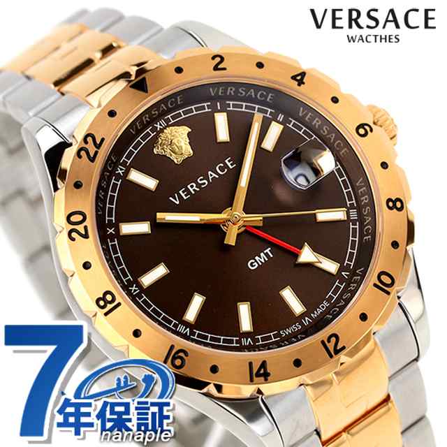 【新品】ヴェルサーチ VERSACE 腕時計 メンズ V11040015 ヘレニウム GMT 42mm HELLENYIUM GMT 42mm クオーツ ブラウンxシルバー/ピンクゴールド アナログ表示