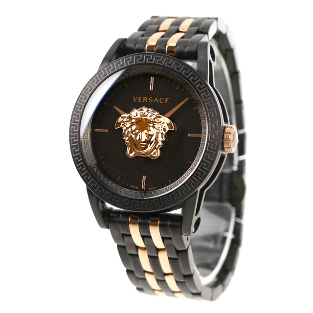【ショッパー付】ヴェルサーチ パラッツォ クオーツ 腕時計 ブランド メンズ VERSACE VERD01623 アナログ ブラック ピンクゴールド 黒 スイス製_1
