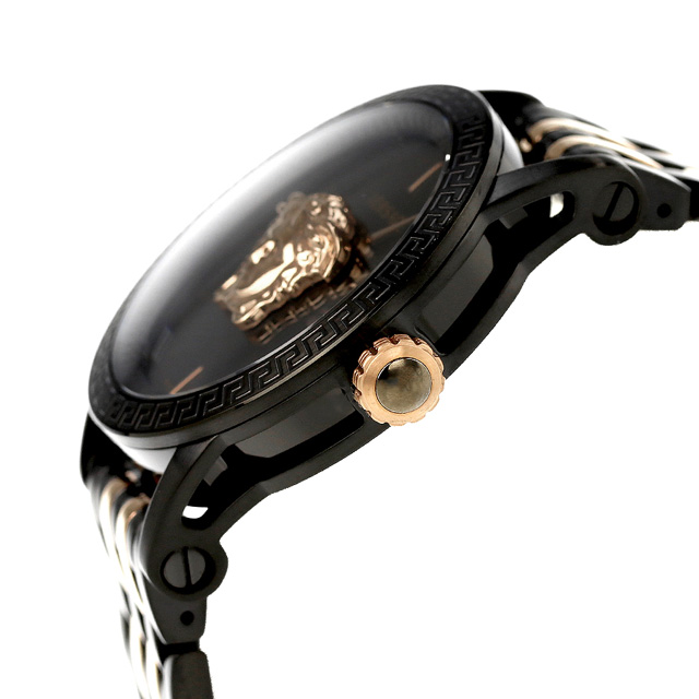 【ショッパー付】ヴェルサーチ パラッツォ クオーツ 腕時計 ブランド メンズ VERSACE VERD01623 アナログ ブラック ピンクゴールド 黒 スイス製_2