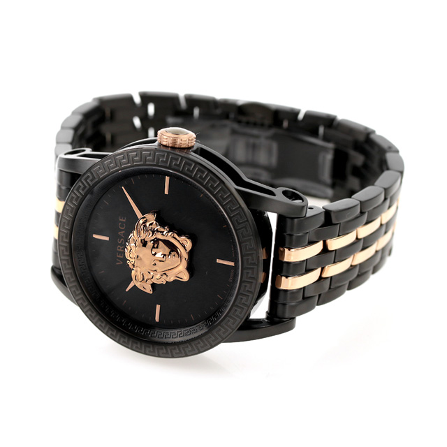 【ショッパー付】ヴェルサーチ パラッツォ クオーツ 腕時計 ブランド メンズ VERSACE VERD01623 アナログ ブラック ピンクゴールド 黒 スイス製_3
