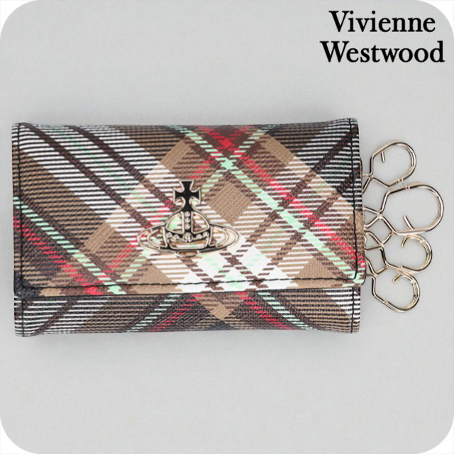 ヴィヴィアン ウエストウッド キーケース レディース ブランド Vivienne Westwood ダービー キーホルダー 鍵 ロゴ 51020001U D101 TARTAN BROWN BLACK 小物 ビビアン 高級 おしゃれ プレゼント 実用的