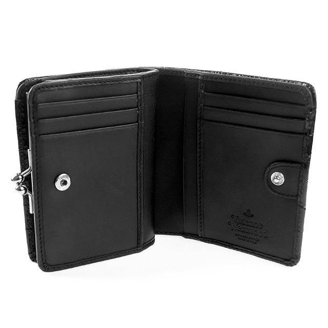 ヴィヴィアン ウエストウッド 二つ折り財布 二折財布 レディース ブランド Vivienne Westwood EMBOSS CROC LEATHER がま口 ロゴ 51010020U L0039 N401 BLACK ビビアン_3