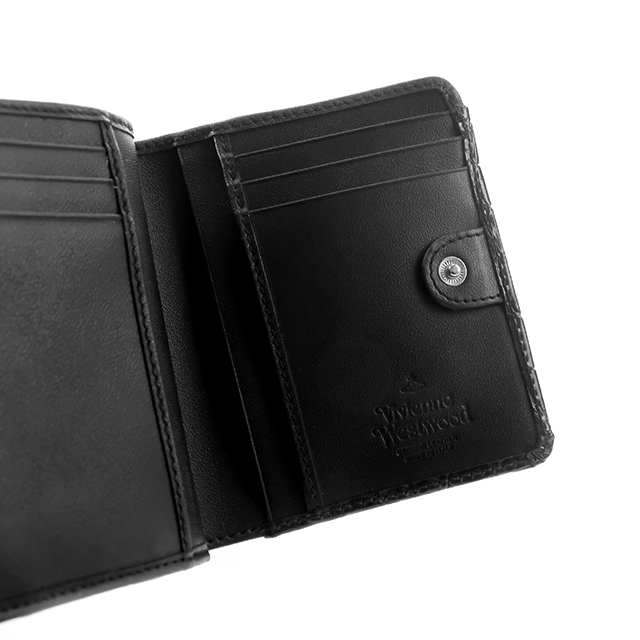 ヴィヴィアン ウエストウッド 二つ折り財布 二折財布 レディース ブランド Vivienne Westwood EMBOSS CROC LEATHER がま口 ロゴ 51010020U L0039 N401 BLACK ビビアン_4