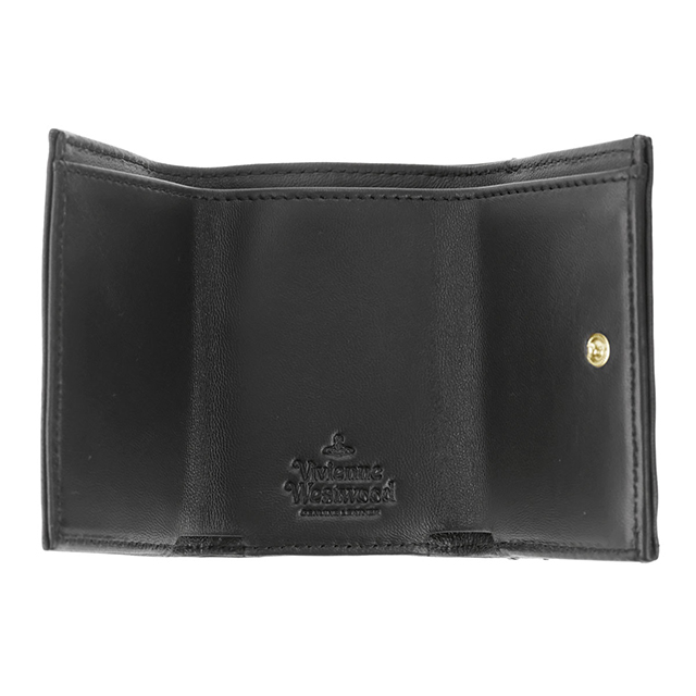 ヴィヴィアン ウエストウッド 三つ折り財布 三折財布 レディース ブランド Vivienne Westwood SAFFIANO 革 レザーウォレット 小銭入れあり ロゴ 51150009 L001N N403 BLACK GOLD ビビアン_4