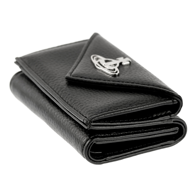 ヴィヴィアン ウエストウッド 三つ折り財布 三折財布 レディース ブランド Vivienne Westwood PU GRAIN 革 レザーウォレット 小銭入れあり ロゴ 51150009 S000D N403 BLACK ビビアン_3