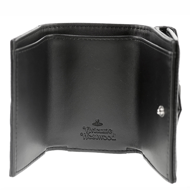ヴィヴィアン ウエストウッド 三つ折り財布 三折財布 レディース ブランド Vivienne Westwood PU GRAIN 革 レザーウォレット 小銭入れあり ロゴ 51150009 S000D N403 BLACK ビビアン_4