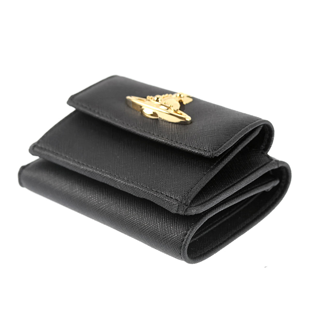 ヴィヴィアン ウエストウッド 三つ折り財布 三折財布 レディース ブランド Vivienne Westwood SAFFIANO PLAIN 革 レザーウォレット 小銭入れあり ロゴ 5115002TW S000B N402 BLACK ビビアン_3