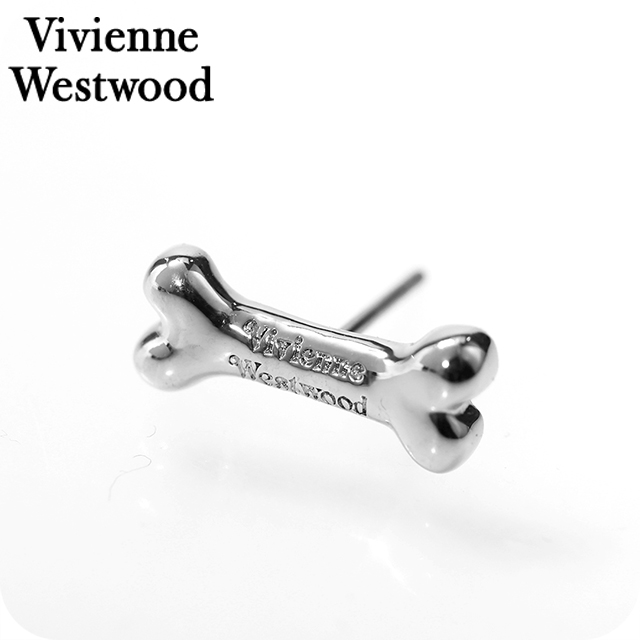 ヴィヴィアン 酉の方角材木 ピアス メンズ レディース ブランド名 Vivienne Westwood OTHO SINGLE STUD ロゴタイプ スタッド 片耳用 6201035D 02W003 しろがね色 付属品 ビビアン