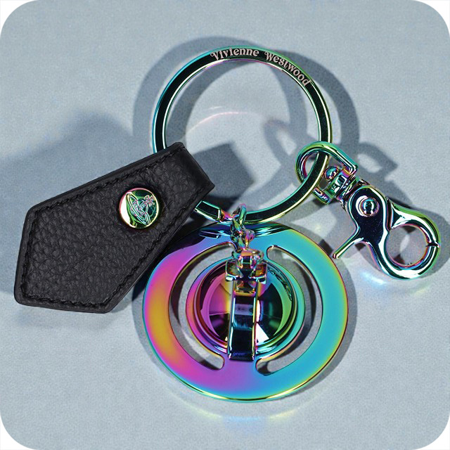 ヴィヴィアン ウエストウッド キーホルダー メンズ レディース ブランド Vivienne Westwood キーリング 鍵 ロゴ 8203011JU OM0014 N403 BLACK PU GRAIN 小物 ビビアン バッグチャーム 高級 おしゃれ プレゼント 実用的