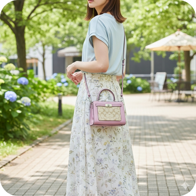 コーチ ハンドバッグ レディース ブランド COACH シグネチャー CC977 SVV7O ライトカーキ/ピンク 軽量 小さめ 手提げ 高級 おしゃれ プレゼント 女性 実用的 かわいい_1