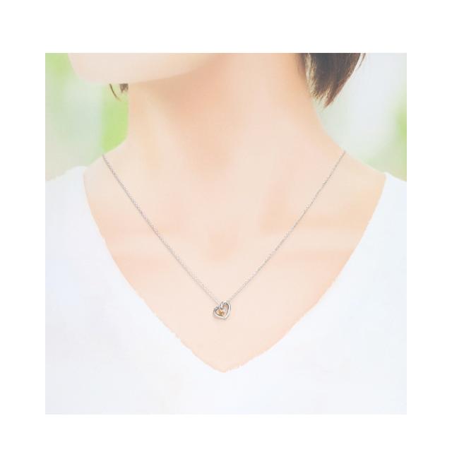 【リボン済＆紙袋】4°c ネックレス ヨンドシー 正規品 レディース 11月 誕生石 誕生日 ハートモチーフ ネックレス 4℃ 4ドシー 4度 4c ペンダント シトリン ダイヤモンド アクセサリー ジュエリー エターナルシルバー 祝い_6