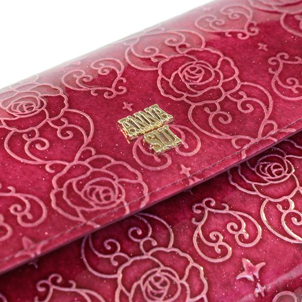 アナスイ ANNA SUI 財布 レディース 長財布 かぶせ長財布 フラップ ブランド 本皮 レザー エナメル 花柄 ピンク/ベージュ/エメラルドグリーン/ラベンダー/ワインレッド ローズハート 311630 喜ばれるギフト_14