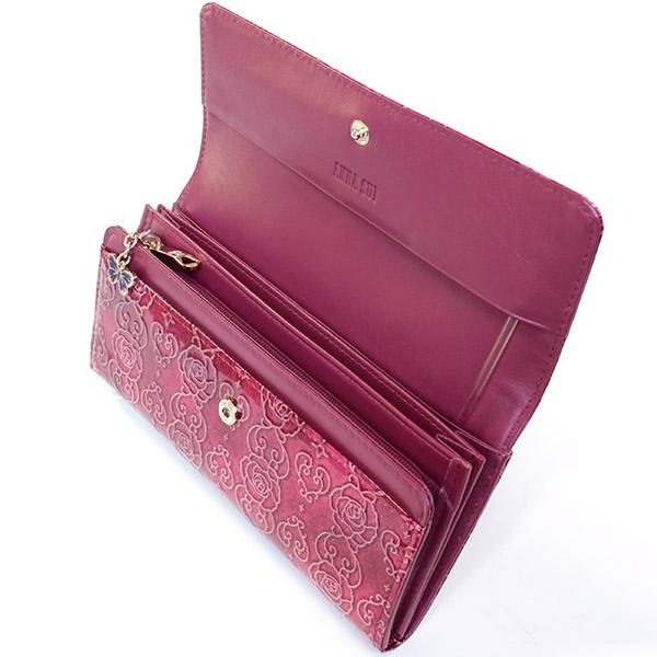 アナスイ ANNA SUI 財布 レディース 長財布 かぶせ長財布 フラップ ブランド 本皮 レザー エナメル 花柄 ピンク/ベージュ/エメラルドグリーン/ラベンダー/ワインレッド ローズハート 311630 喜ばれるギフト_11