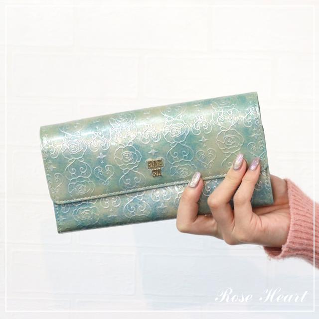 アナスイ ANNA SUI 財布 レディース 長財布 かぶせ長財布 フラップ ブランド 本皮 レザー エナメル 花柄 ピンク/ベージュ/エメラルドグリーン/ラベンダー/ワインレッド ローズハート 311630 喜ばれるギフト_9