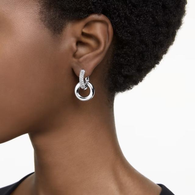 【Swarovski】Dextera フープピアス 5671808 Dextera フープピアス, オクタゴンシェイプ, 小, ホワイト