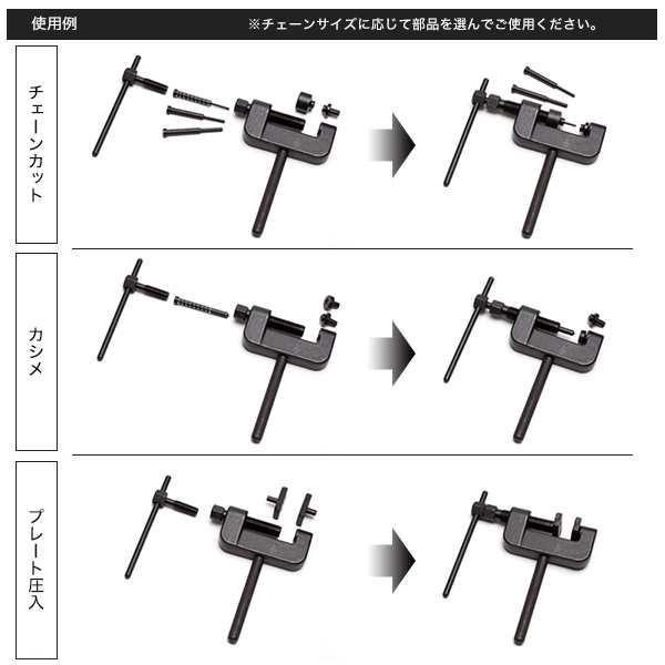 バイクチェーンカッター 工具セット カット 圧入 カシメ カシメツールセット【配送種別:B】｜au PAY マーケット