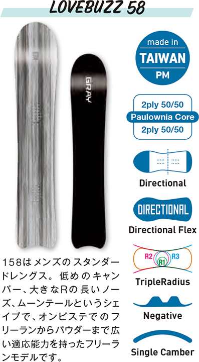 GRAY SNOWBOARDS [ LOVEBUZZ @94000] グレイ スノーボード【正規代理店商品】【送料無料】の通販は