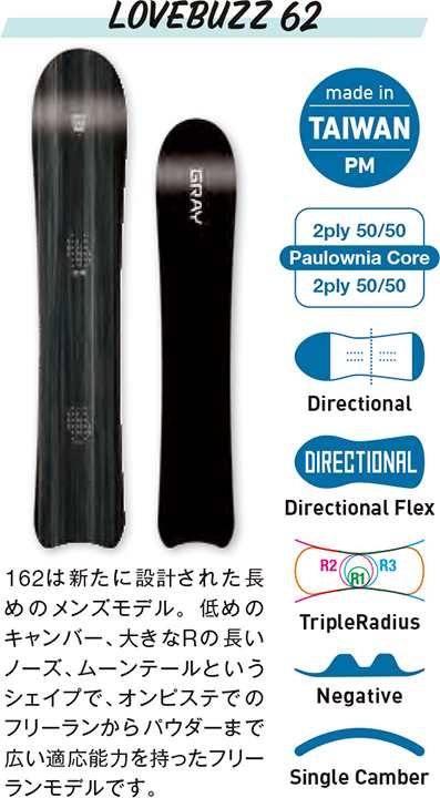 GRAY SNOWBOARDS [ LOVEBUZZ @94000] グレイ スノーボード【正規代理店商品】【送料無料】の通販は